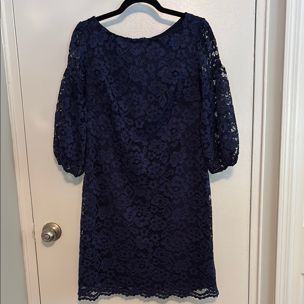 Vince Camuto Elegant Navy Lace Dress 10